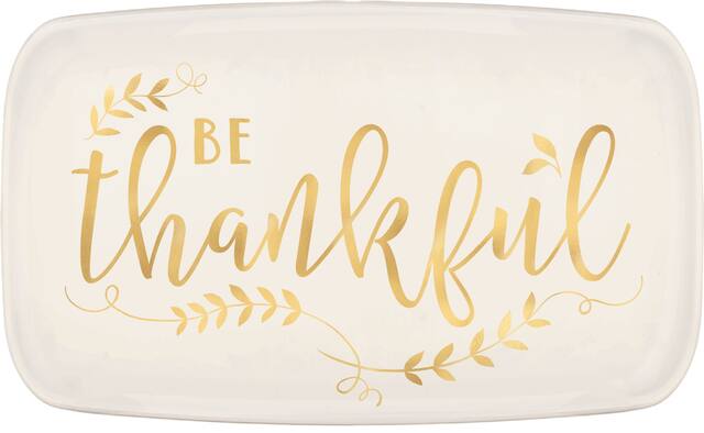 Plateau rectangulaire en plastique, Be Thankful, or métallique Overhead_Flat