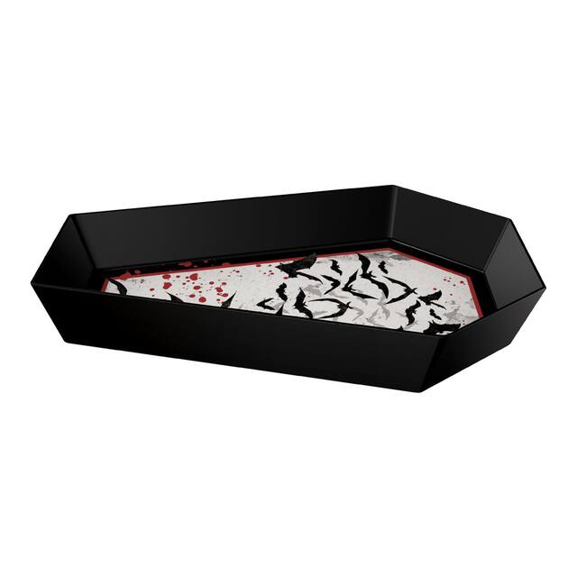 Bol de service réutilisable en plastique en forme de cercueil, noir/blanc, 1-G, décoration de table pour l'Halloween Overhead_Plunge