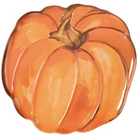 Pumpkin Shaped Reusable Plastic Serving Platter, Orange, 14-in, Table Decoration for Fall Front_Flat