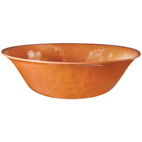 Élégant bol de service en plastique texturé réutilisable, orange, 1-G, décoration de table pour l'automne Front_Elevated