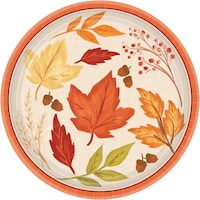 Fall Foliage Dessert Paper Plates, 8-pk Overhead_Flat