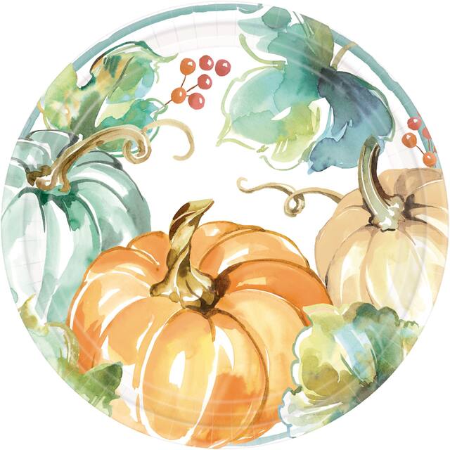 Painted Fall Dinner Paper Plates, 8-pk Overhead_Flat