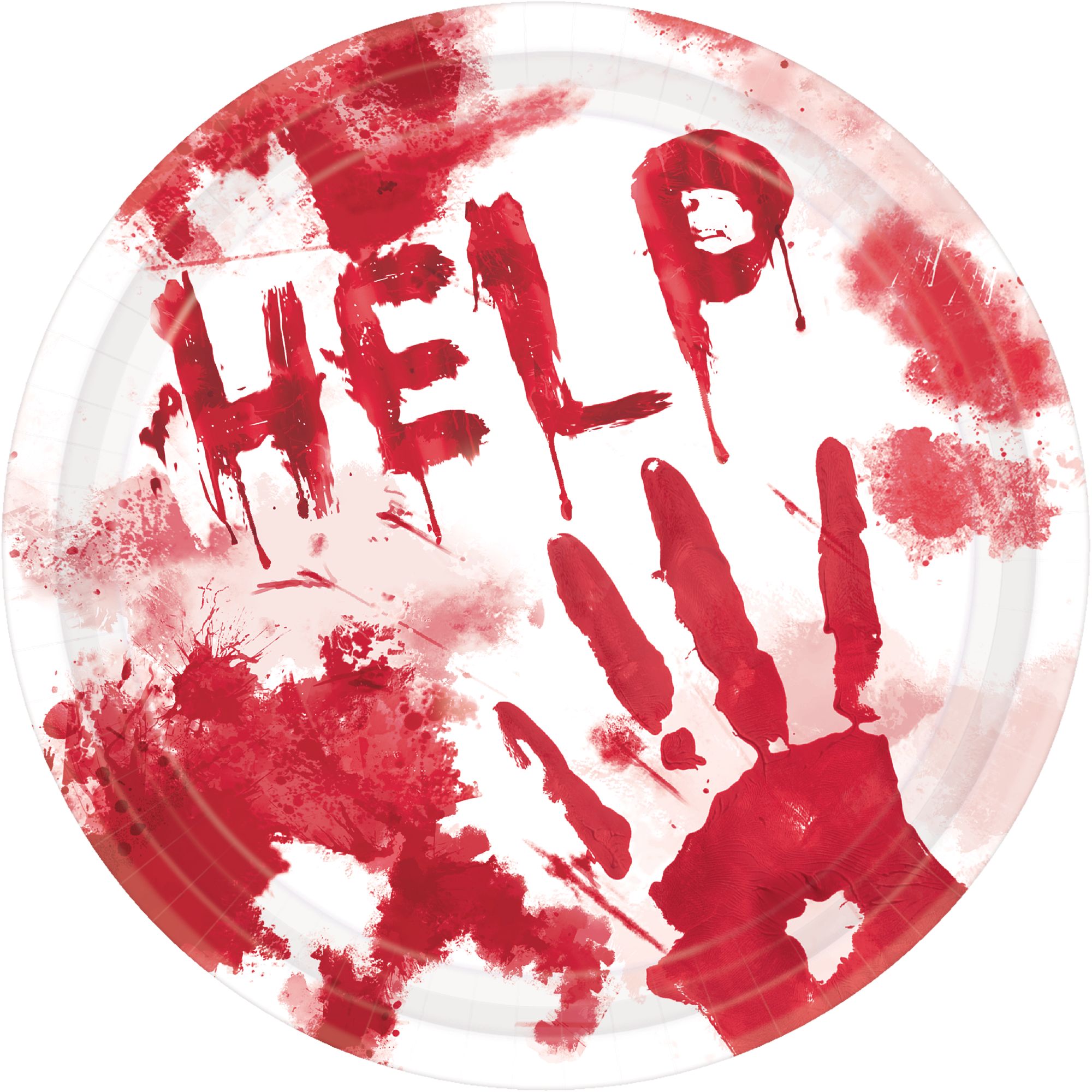 Assiettes de table, mains sanglantes, paq. 18 Overhead_Flat