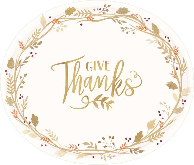 Give Thanks Oval Plates, 18-pk Overhead_Flat