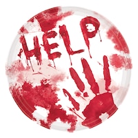 Halloween Bloody Hands Dessert Plates, 18-pk Overhead_Flat