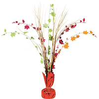 Maple Leaves Tinsel Spray Burst Table Centrepiece, Multi-Coloured, 13.5-in, Indoor Decoration for Fall Front_Flat