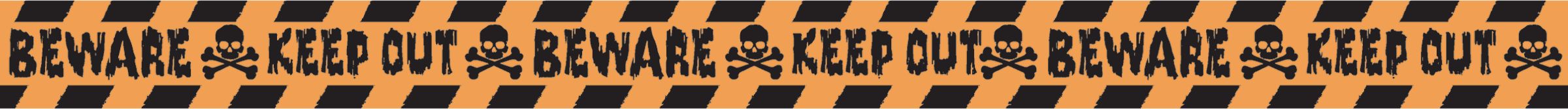 "Beware Keep Out" Fright Tape Black/Orange, 100-ft, Indoor/Outdoor Decoration for Halloween Front_Flat