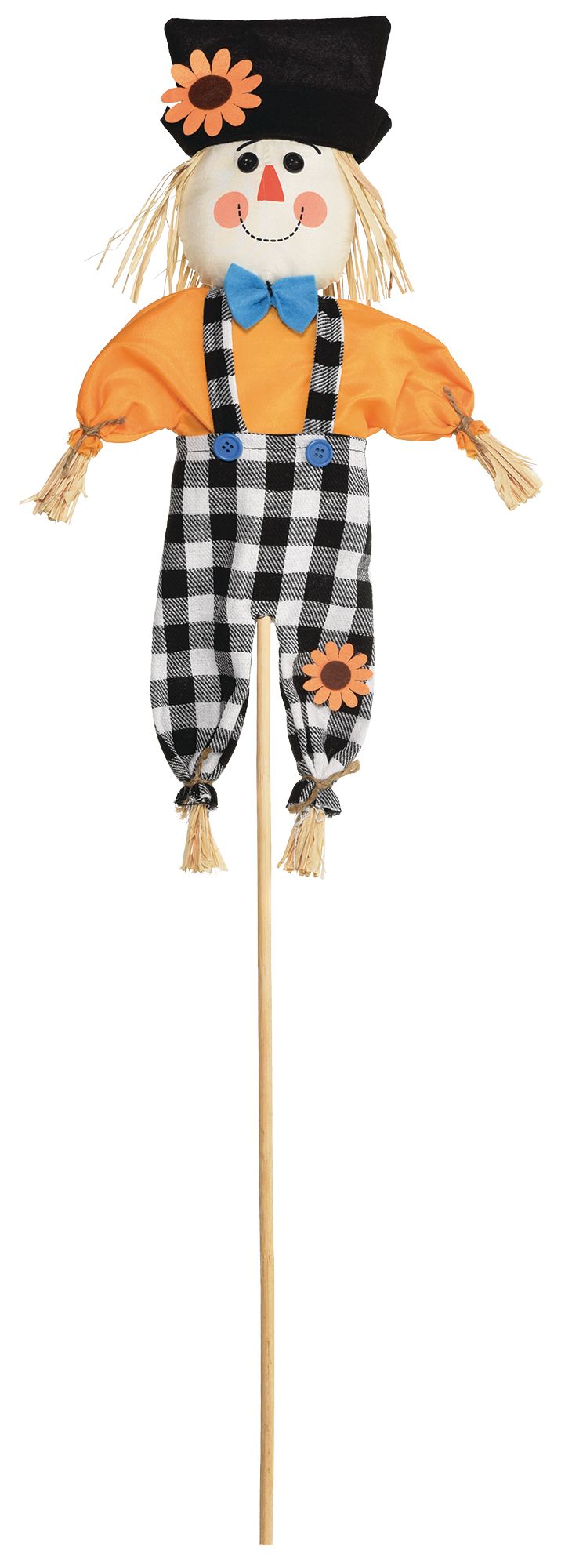 Scarecrow Smiling Yard Stake, Multi-Coloured, 36-in, Outdoor Decoration for Fall Front_Flat