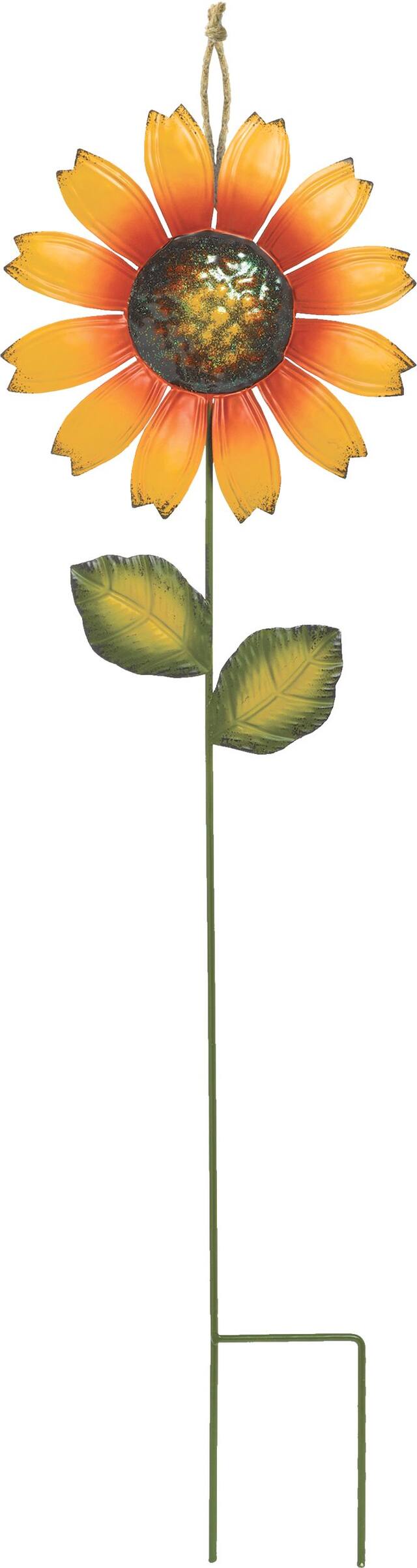 Piquet de jardin de tournesol, jaune, 21 po, décoration extérieure pour l'automne Front_Flat