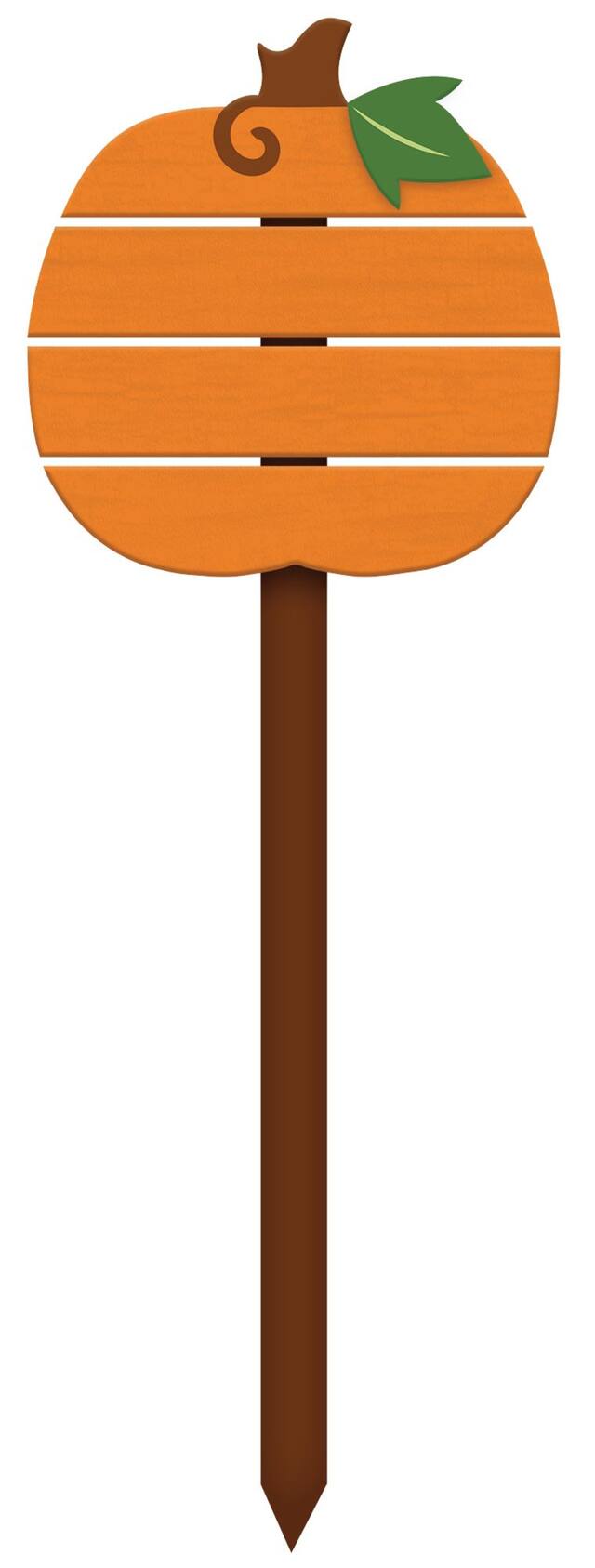 Slatted Pumpkin Yard Stake, Orange, 34.5-in, Outdoor Decoration for Halloween Front_Flat