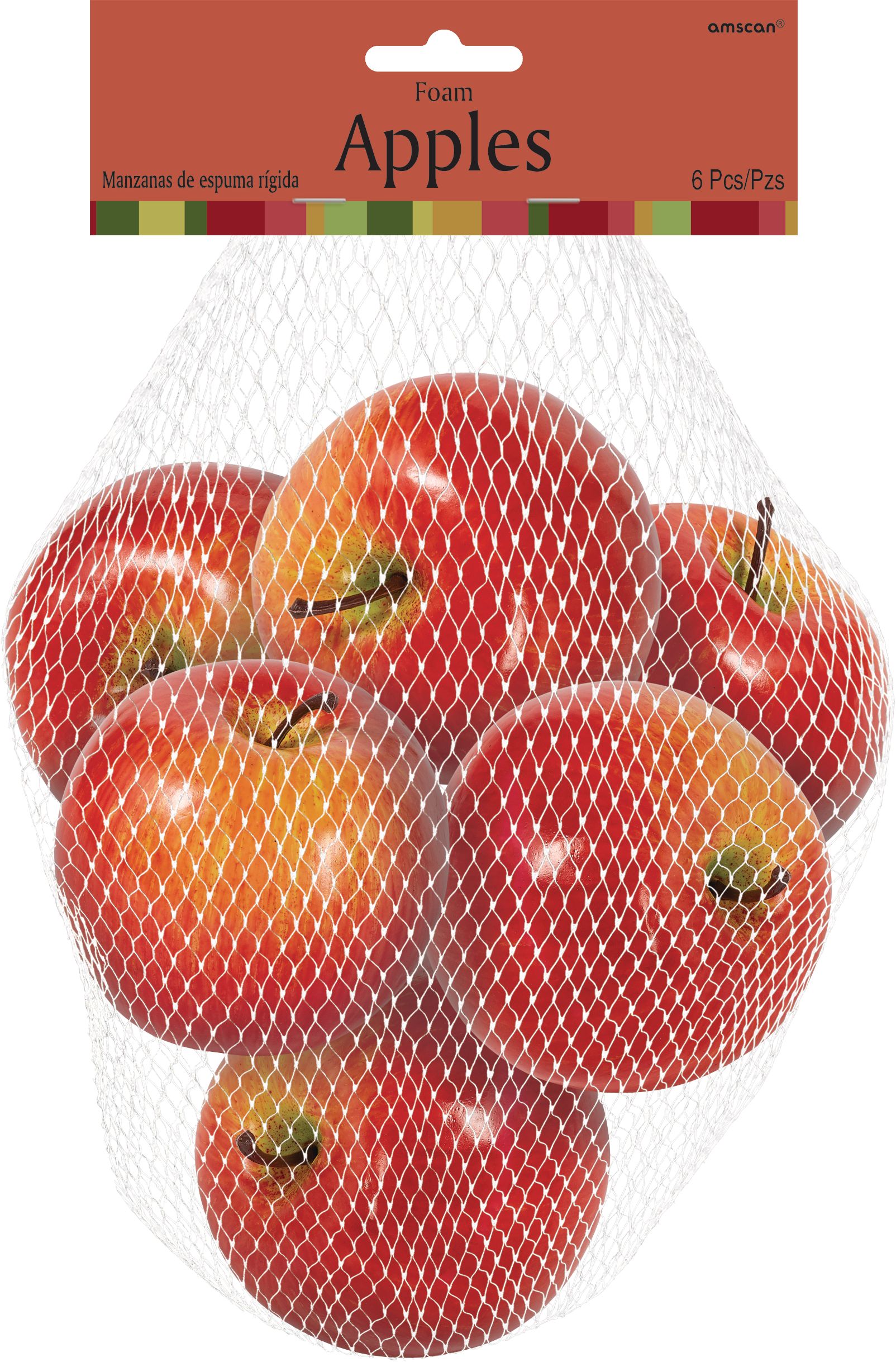 Foam Apples Props,  Red, 3.5-in, 6-pk, Indoor/Outdoor Decoration for Thanksgiving Front_Flat