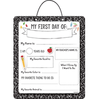 "My First Day of" Customizable Hanging Photo Prop, Black/White, 13-in, Indoor Decoration for Back to School Front_Flat