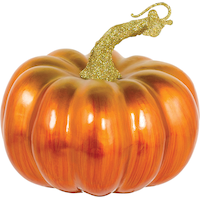 Glitter Pumpkin Prop, Metallic Orange, 5.5-in, Indoor/Outdoor Decoration Halloween Front_Elevated