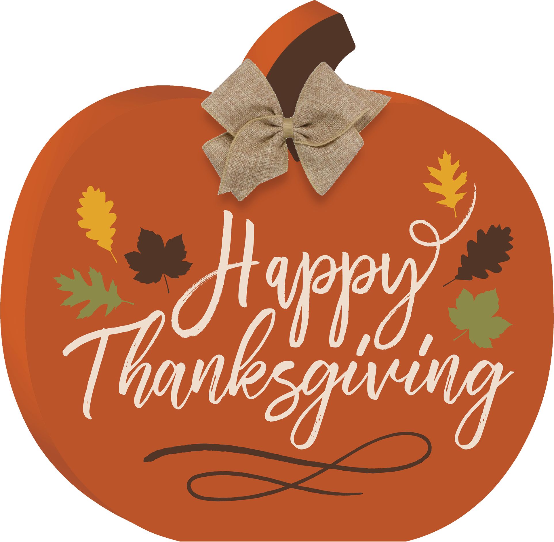 "Happy Thanksgiving" Pumpkin Sign, Multi-Coloured, 8.7-in, Indoor/Outdoor Decoration for Thanksgiving Front_Flat