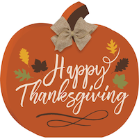 "Happy Thanksgiving" Pumpkin Sign, Multi-Coloured, 8.7-in, Indoor/Outdoor Decoration for Thanksgiving Front_Flat