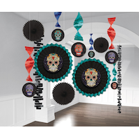 Hanging Room Decorating Kit, Metallic Multi-Coloured, 13-pk, Indoor Decoration for Day of the Dead Front_Flat
