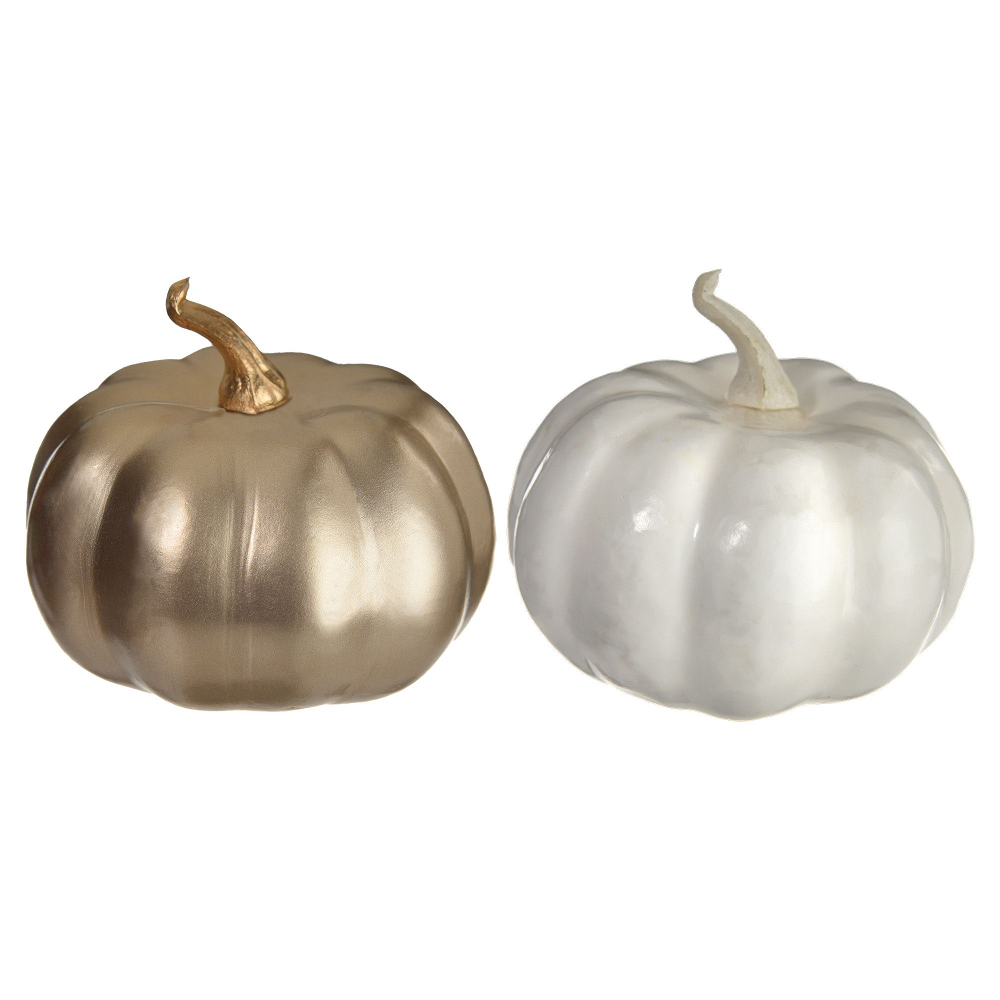 Mini Foam Pumpkin Props, Metallic Gold/White, 2.5-in, 6-pk, Indoor/Outdoor Decoration for Fall Front_Elevated