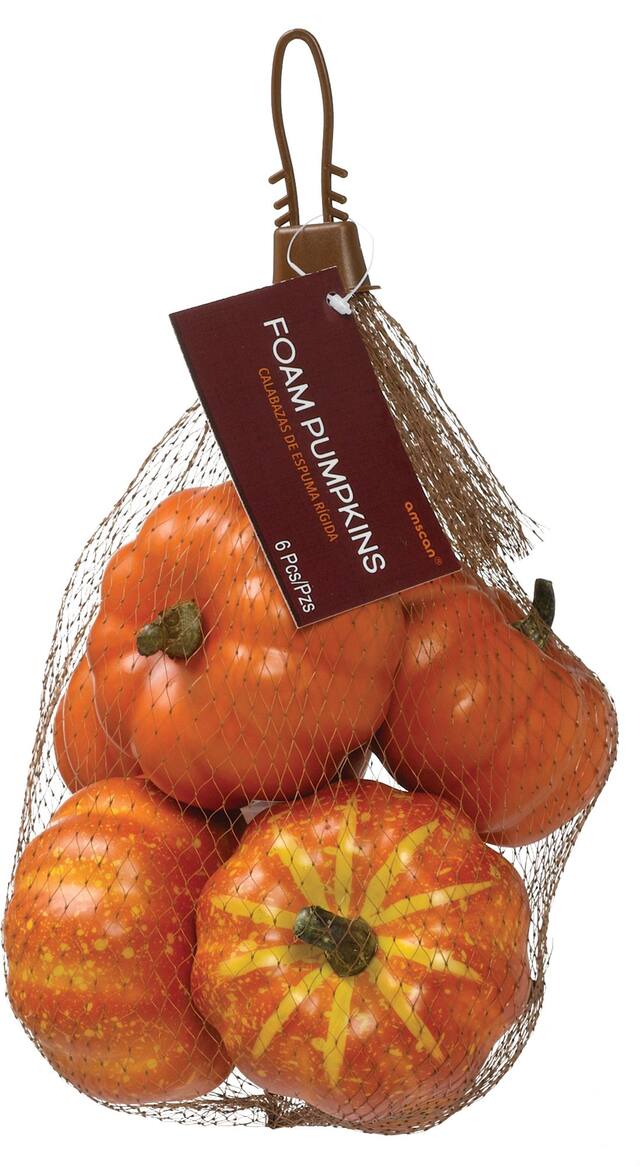 Foam Pumpkin Probs, Orange, 3-in, 6-pk, Indoor Decoration for Fall Front_Flat