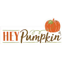 "Hey Pumpkin" Block Sign, White/Orange, 8-in, Indoor/Outdoor Decoration for Thanksgiving Front_Flat