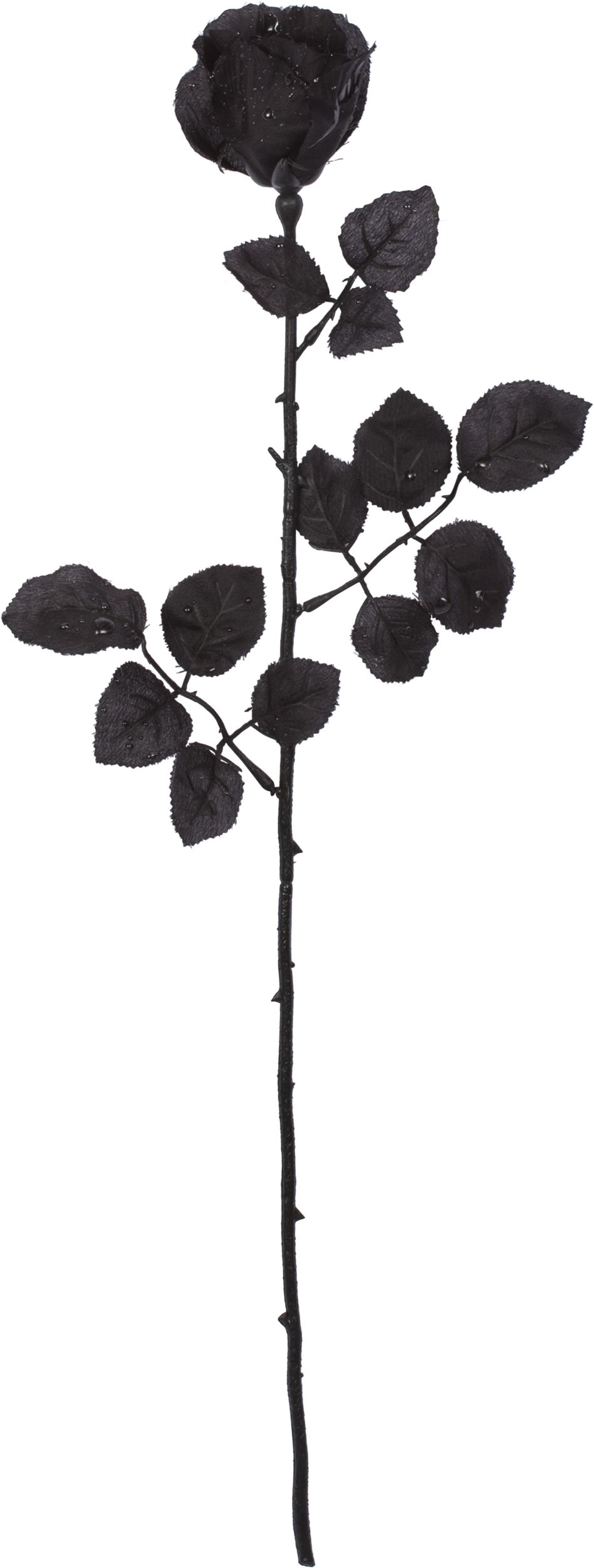 Fleur rose en tissu, noir, 24-1/2 po, décoration intérieure/extérieure pour l'Halloween Front_Flat