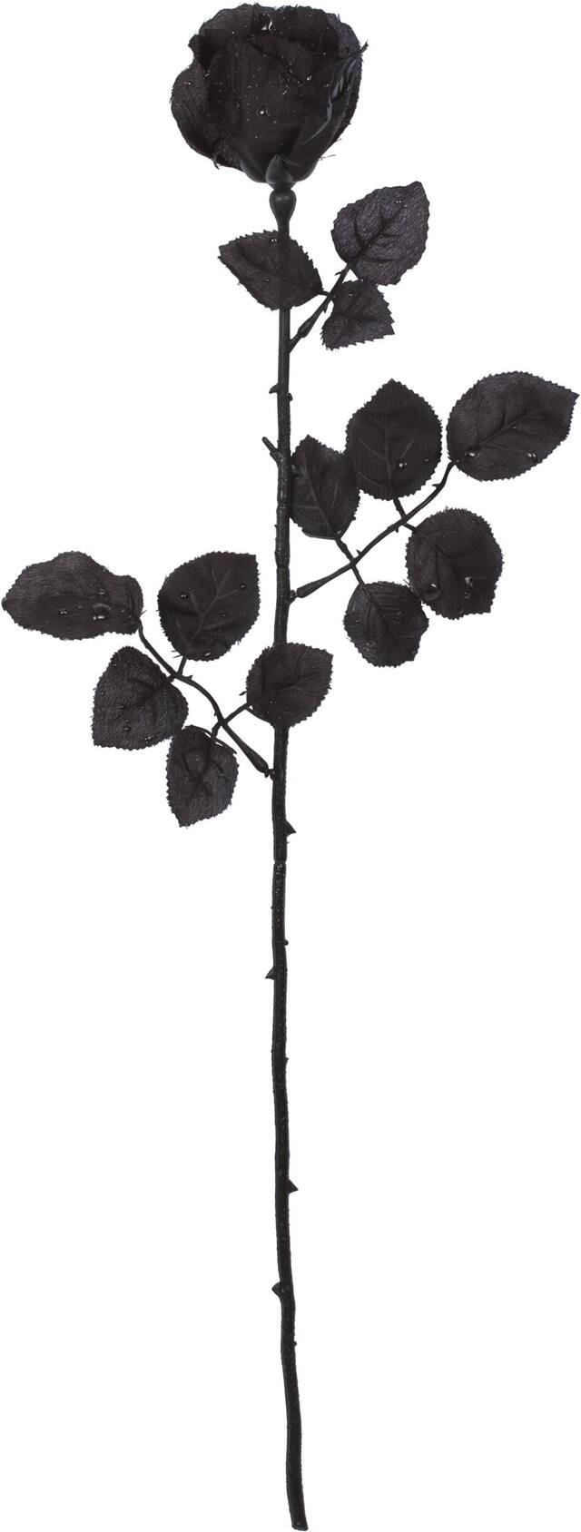 Fleur rose en tissu, noir, 24-1/2 po, décoration intérieure/extérieure pour l'Halloween Front_Flat