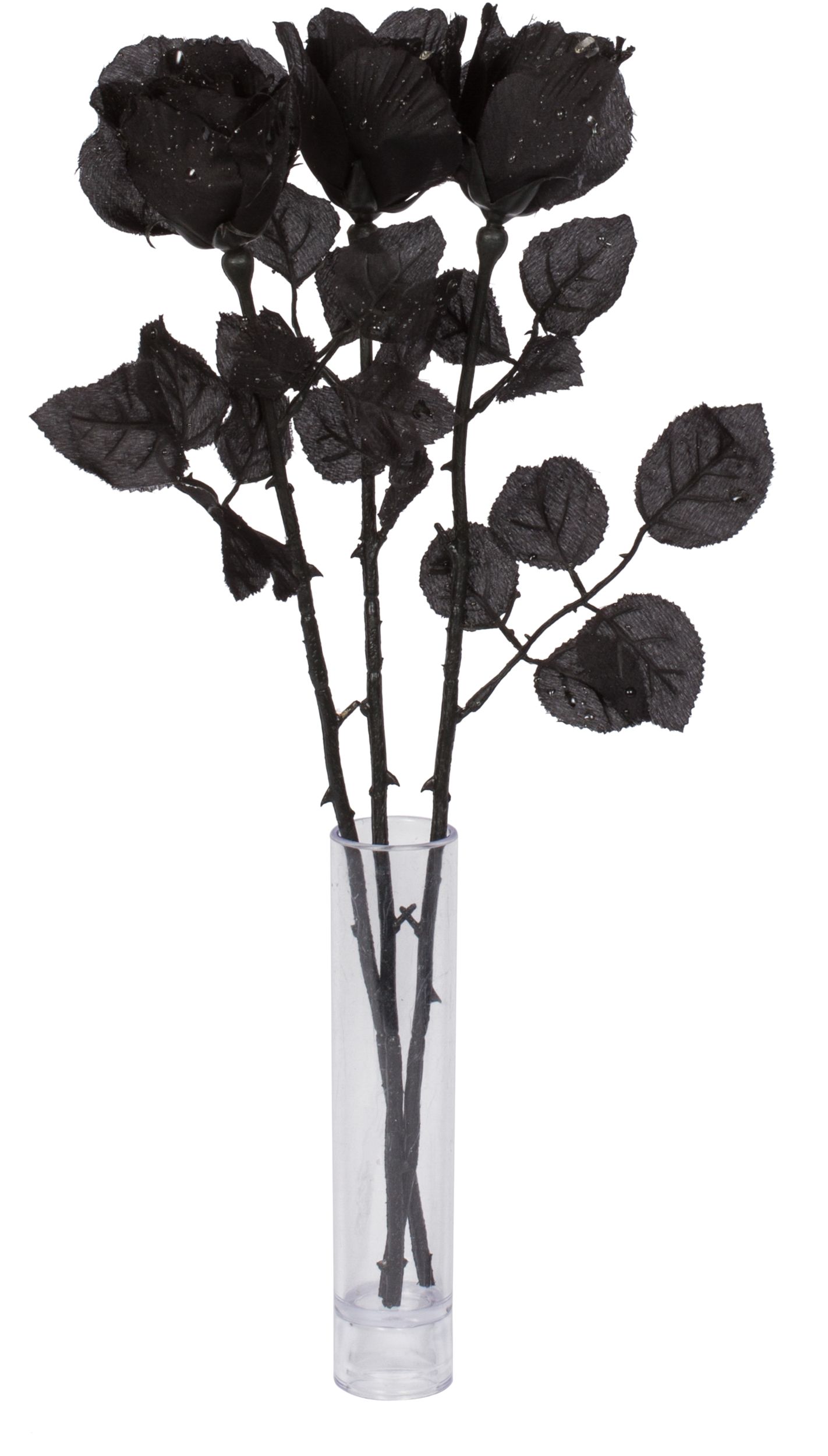 Fleur rose en tissu, noir, 24-1/2 po, décoration intérieure/extérieure pour l'Halloween Front_Elevated