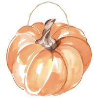 Hanging Pumpkin Sign, Watercolour Orange, 11-in, Indoor/Outdoor Decoration for Fall Front_Flat