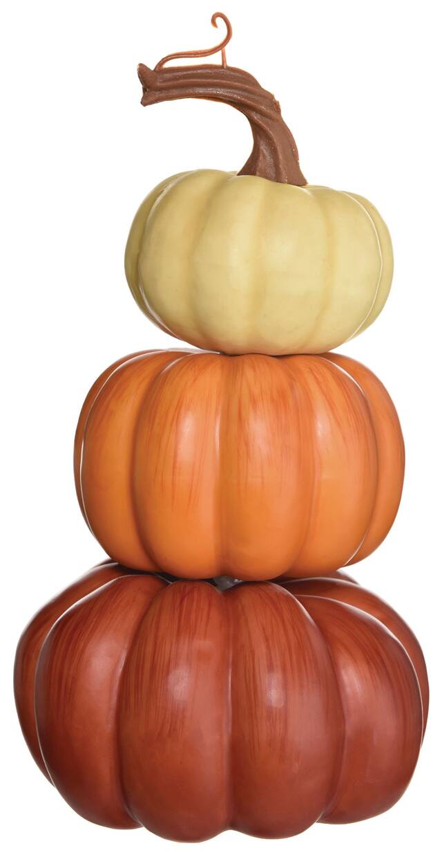 Pumpkin Stack Prop, Orange, 8.5-in, Indoor/Outdoor Decoration for Fall Front_Flat