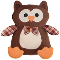 Roly-Poly Owl Plush Stuffed Animal, Brown Plaid, 5.5-in, Indoor Decoration for Fall Front_Flat