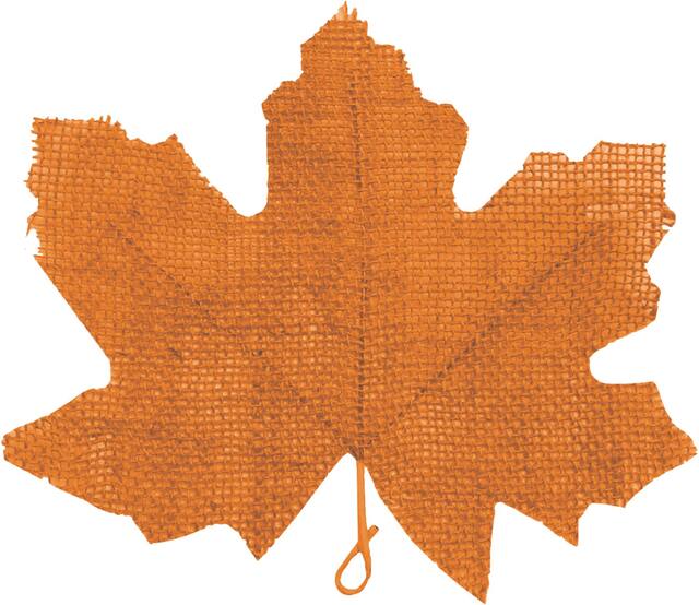 Burlap Leaf Cutouts, Multi-Coloured, 9-in, 5-pk, Indoor Decoration for Fall Front_Flat