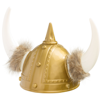 Couvre-casque de viking nordique avec bordure en fourrure, doré, taille unique, accessoire de costume à porter pour l'Halloween