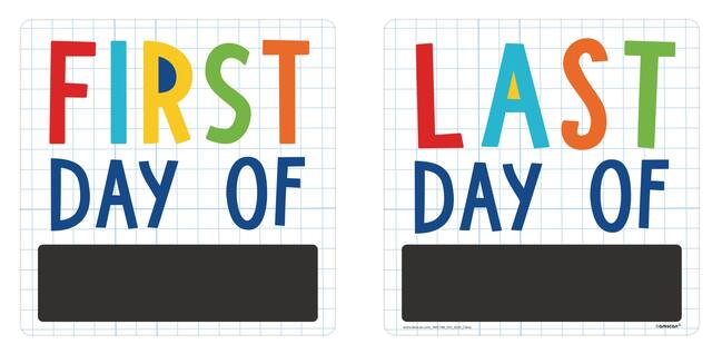 "First Day Of" & "Last Day Of" Customizable First & Last Day of School Photo Prop, Multi-Coloured, 10-in, Indoor Decoration for Back to School Front_Flat