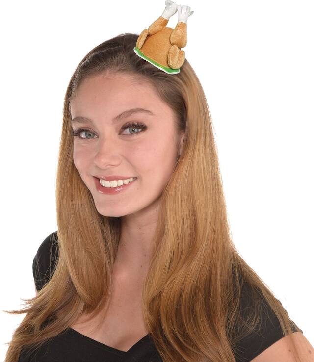 Turkey Hair Clip, Brown, One Size, Wearable Accessory for Thanksgiving Front_Angled_Left