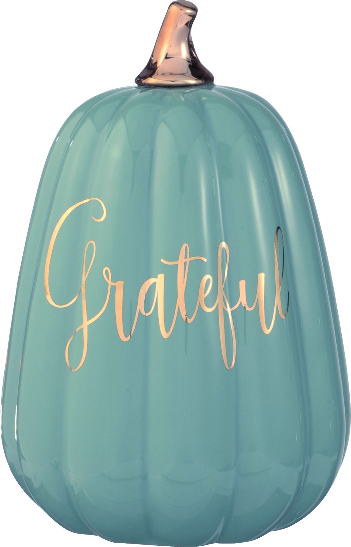"Grateful" Butternut Squash Figurine, Blue, 9-in, Indoor/Outdoor Decoration for Thanksgiving Front_Flat