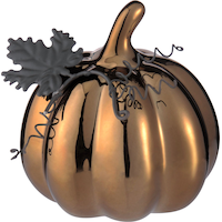 Pumpkin Figurine, Metallic Bronze, 3.5-in, Indoor/Outdoor Decoration for Halloween Front_Flat