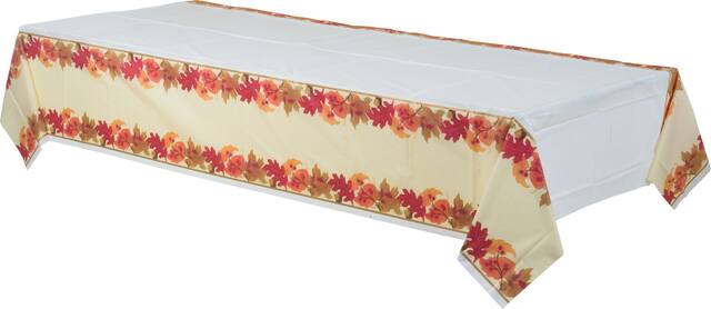 Festive Fall Plastic Table Cover Front_Angled_Left