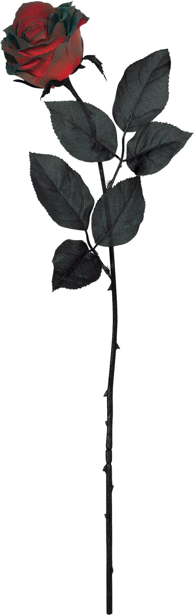 Fabric Rose Flower, Black/Red, 23-in, Indoor/Outdoor Decoration for Halloween Front_Flat