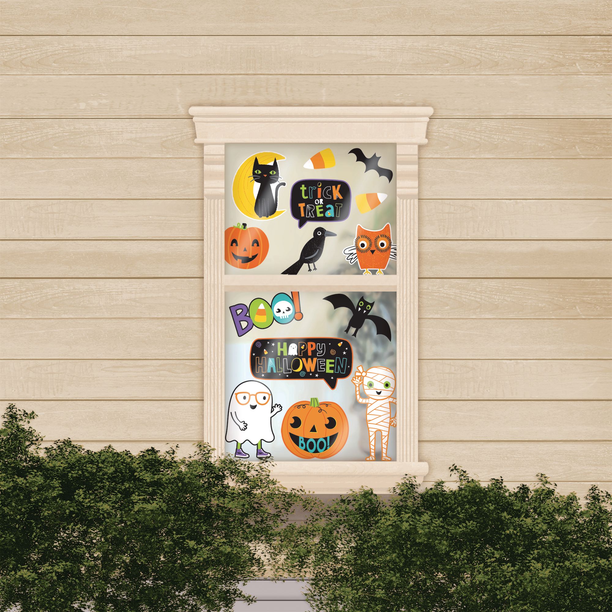 "Happy Halloween" Witch/Ghost/Spider Wall Decorating Kit with Posters and Cutouts, Multi-Coloured, 65-in, 33-pk, Indoor Decoration for Halloween Front_Flat