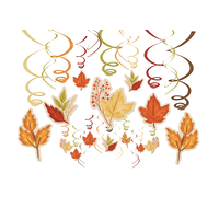 Accessoires suspendus en spirale, feuilles d'érable d'automne, multicolore, 7 po, paq. 30, décoration d'intérieur pour l'automne Front_Flat