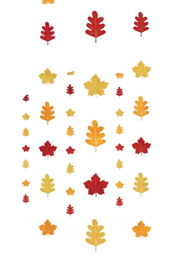Feuilles d'automne suspendues sur ficelle, rouge/jaune, 6 pi, paq. 6, décoration d'intérieur pour l'automne Front_Flat