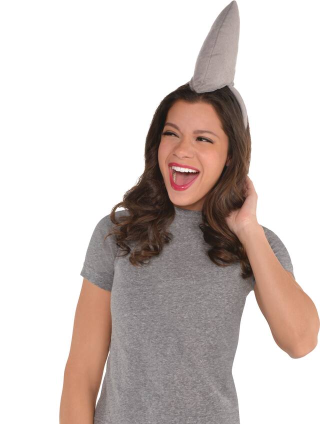 Serre-tête avec aileron de requin en peluche, gris, taille unique, accessoire de costume à porter pour l'Halloween Front_Angled_Left