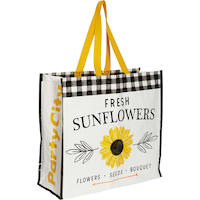 Sac de magasinage fourre-tout en nylon Fresh Sunflowers, damier jaune/noir/blanc, 19 po, accessoire à porter pour l'automne Front_Angled_Right