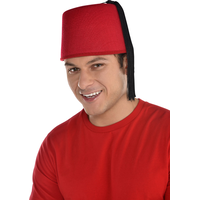 Burgundy Fez Party Hat Front_Angled_Left