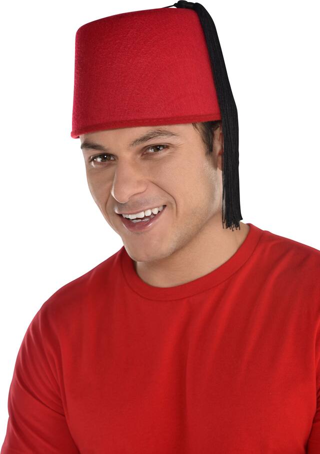 Burgundy Fez Party Hat Front_Angled_Left