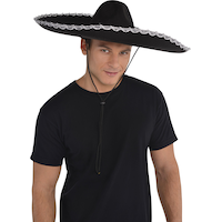 Silver Trim Black Sombrero Front_Flat