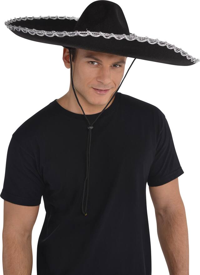 Sombrero noir à bordure argent Front_Flat