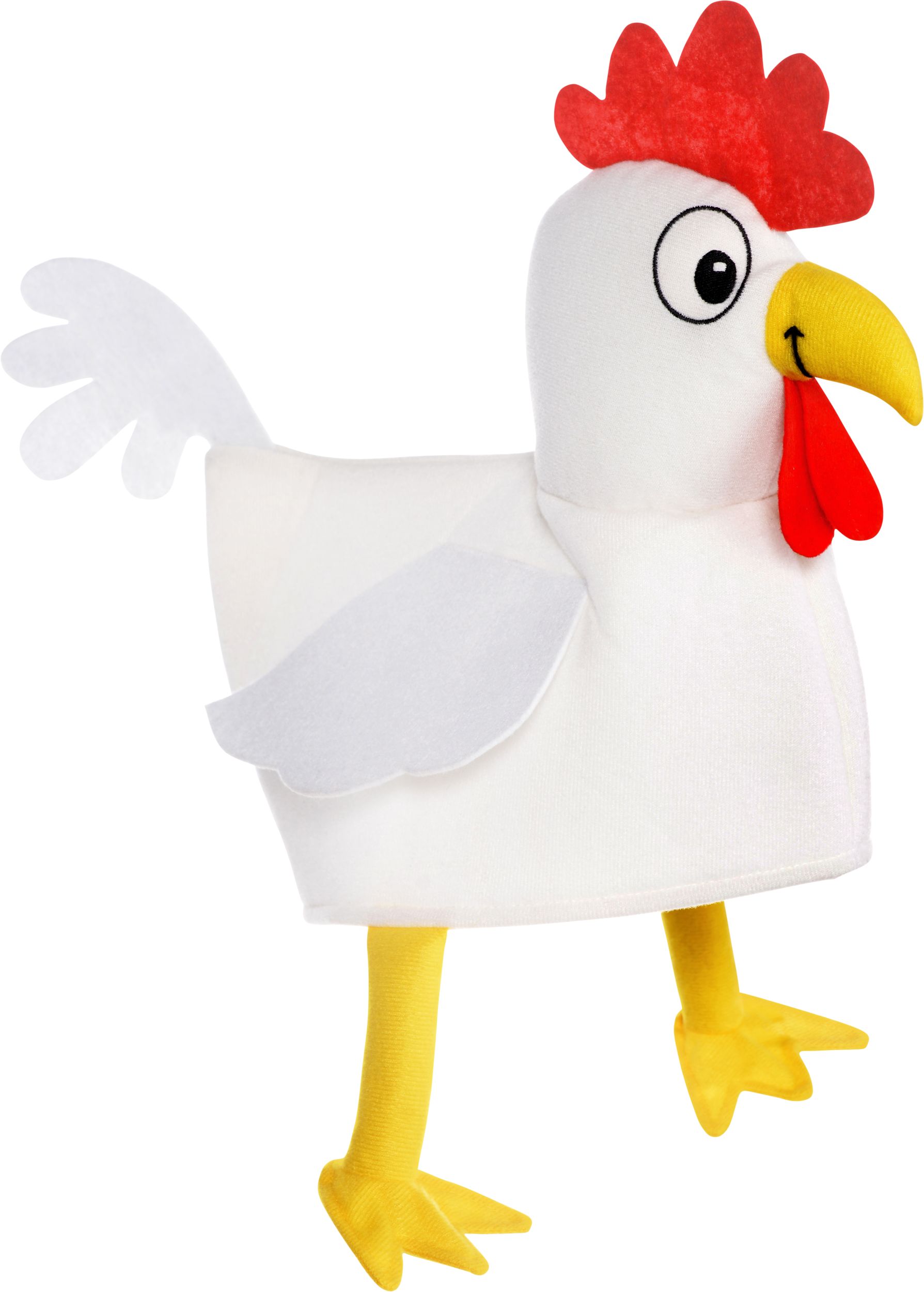 Cartoon Chicken Hen Hat, White/Yellow, One Size, Wearable Costume Accessory for Halloween Front_Angled_Right