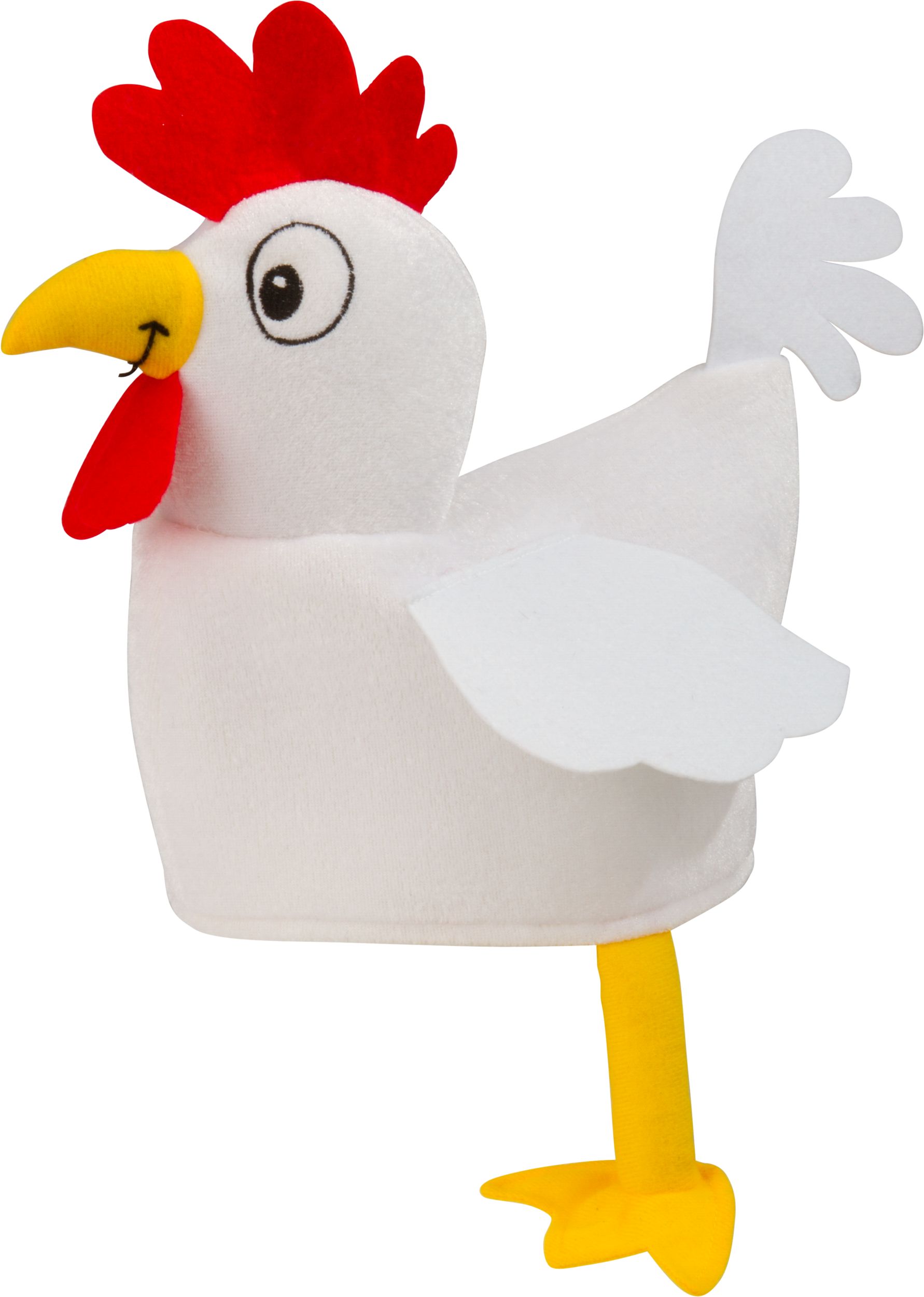 Cartoon Chicken Hen Hat, White/Yellow, One Size, Wearable Costume Accessory for Halloween Side_Left