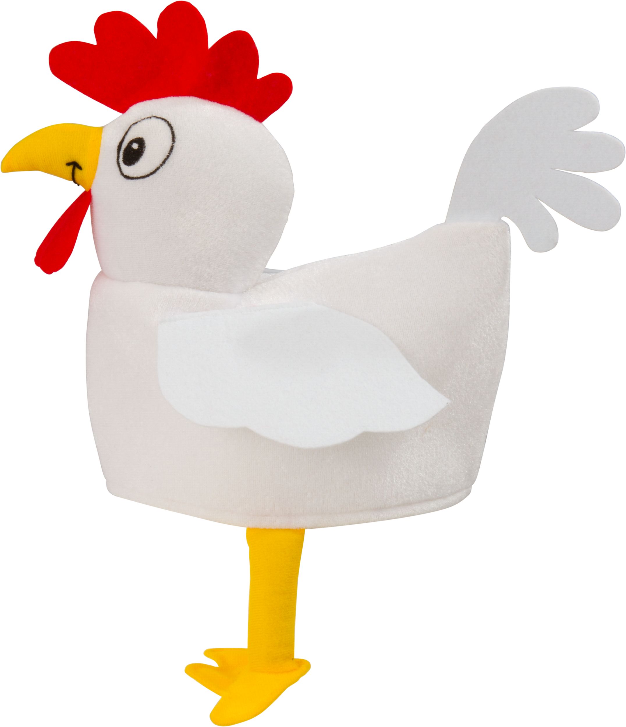 Cartoon Chicken Hen Hat, White/Yellow, One Size, Wearable Costume Accessory for Halloween Side_Left