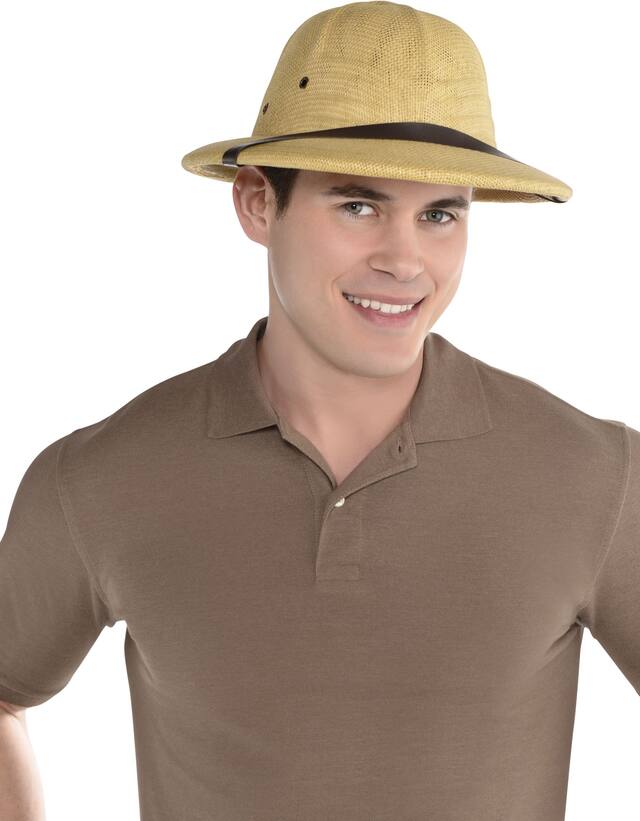 Lightweight Safari Straw Hat, Tan, One Size, Wearable Costume Accessory for Halloween Front_Flat